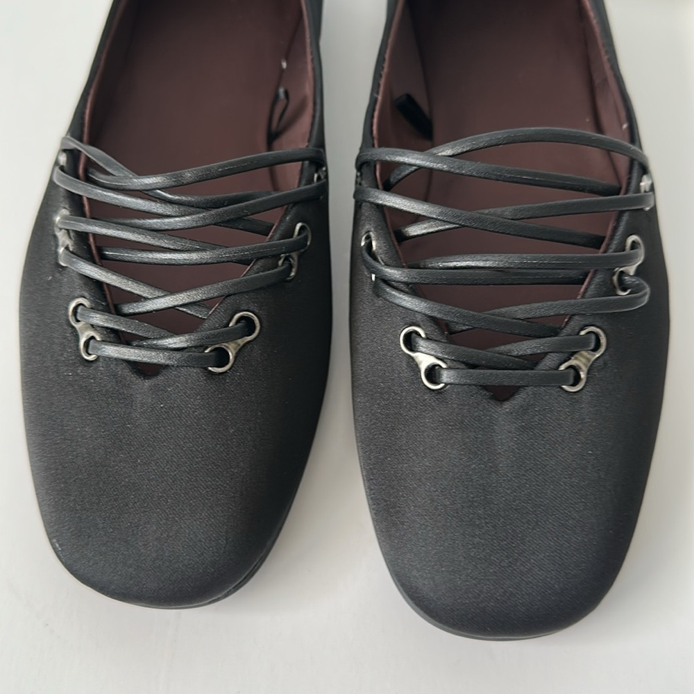 Zara Black Lace-Up Women's Flats - Picture 5 of 15